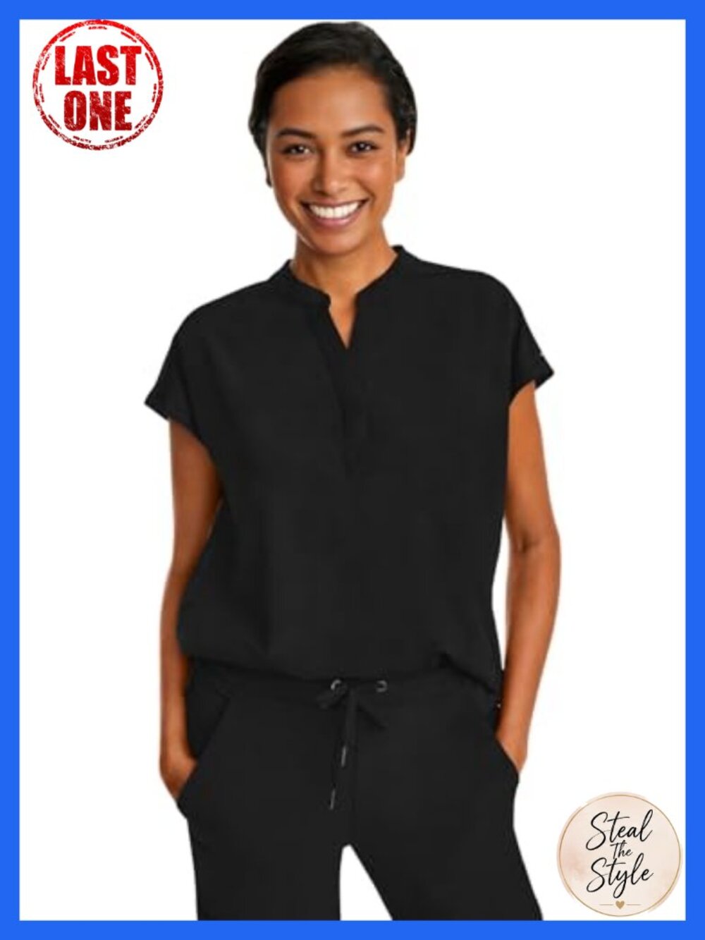 Women's Scrub Top Long Sleeve Uniform with Pockets Relaxed Fit